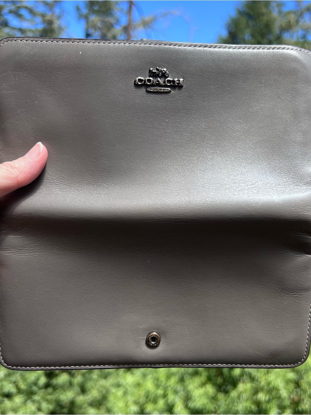 COACH Gray Leather Slim Wallet Clutch CC Holder Silver Hardware AUTHENTIC - Picture 14 of 15